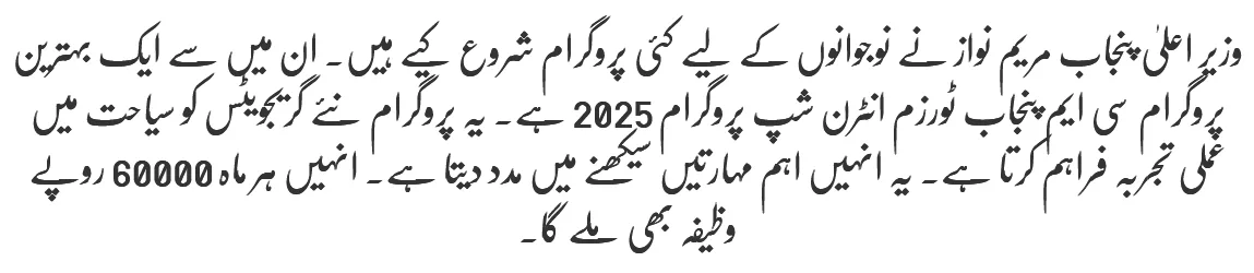 CM Punjab Tourism Internship 2025